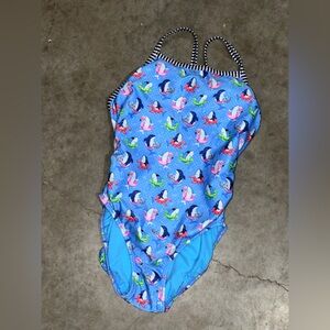 Dolfin Fun Shark In A Tube Blue Swimsuit 36 10/12